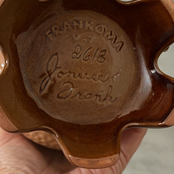 Vintage 70s Frankoma Joniece Frank V-7 Coffee Desert Gold Decanter With Stopper - Picture 2 of 10